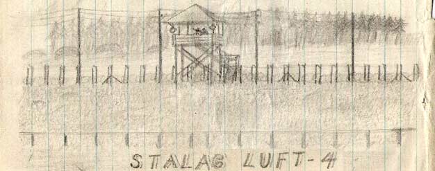 Drawing of view at Stalag Luft IV