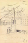 Sketch of POW barrack at Stalag Luft I South West view