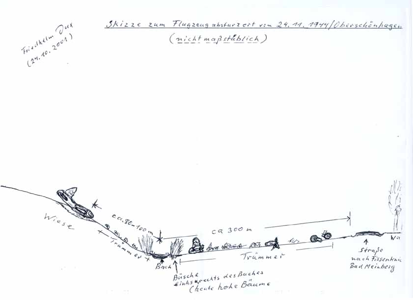 Sketch of Dad's B-17 crash site in Germany