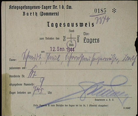 Gate pass from Stalag Luft I