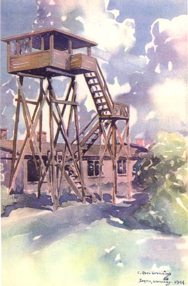 Guard tower at Stalag Luft I - Prisoner of War art