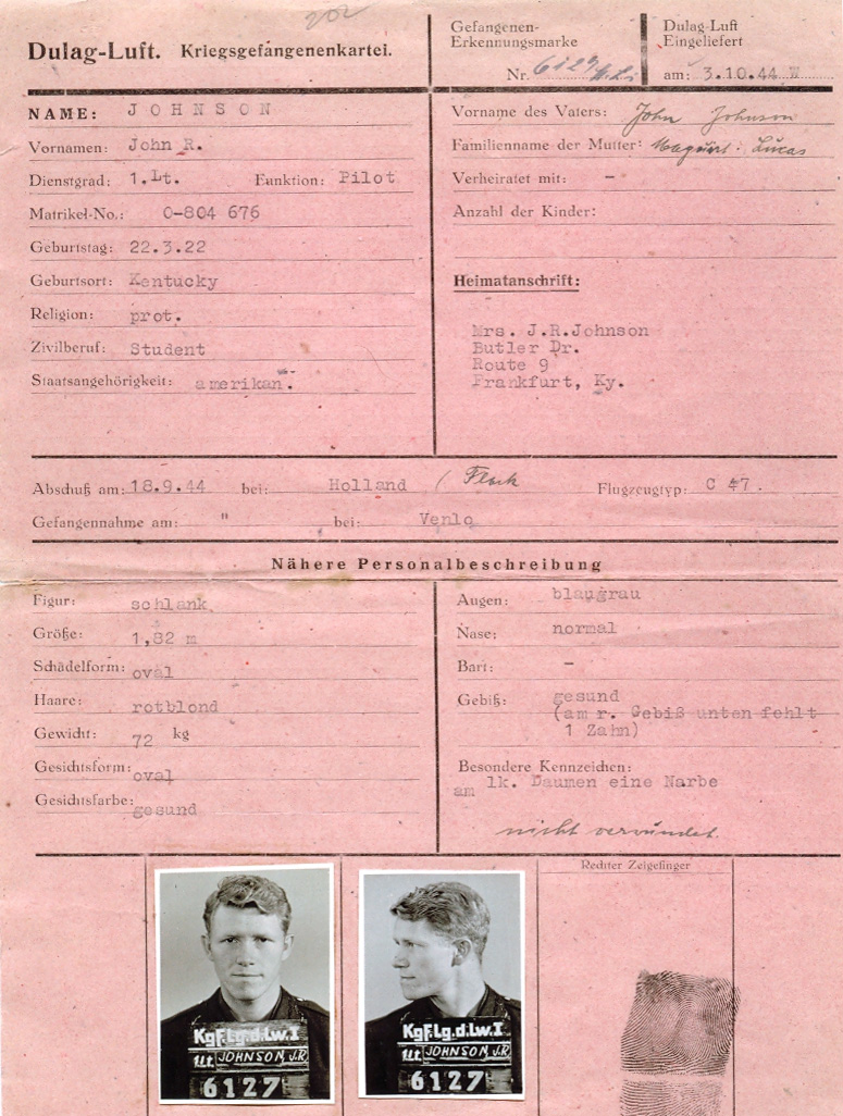 Prisoner of War identification card with photos