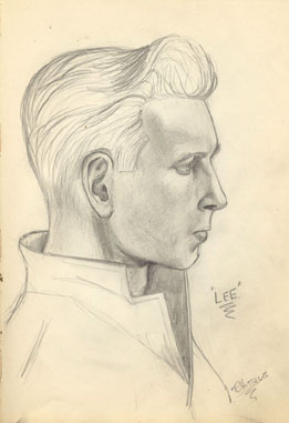 Leland C. Potter, self portrait, POW sketch, 
