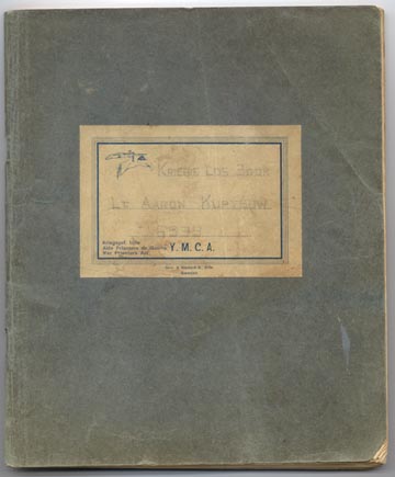 Lt. Aaron Kuptsow's YMCA wartime log book as a POW