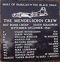 Mendelsohn Crew placque at 8th AF Museum in Savannah, GA