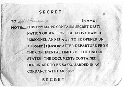 Secret orders envelope from World War II