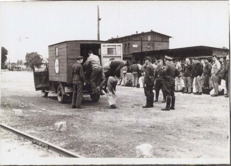 Red Cross Truck loading injured POWs at Stalag Luft i