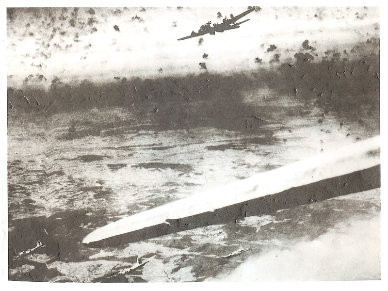 B-17 in flak filled combat skies during World War II