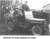 Russian officer arrives at Stalag Luft I in jeep