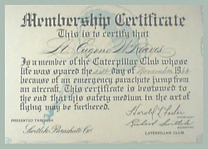 Switlik Caterpillar club membership certificate